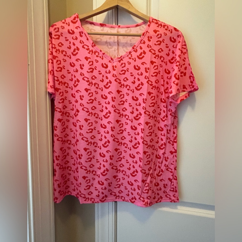 Pink Leopard Print Top